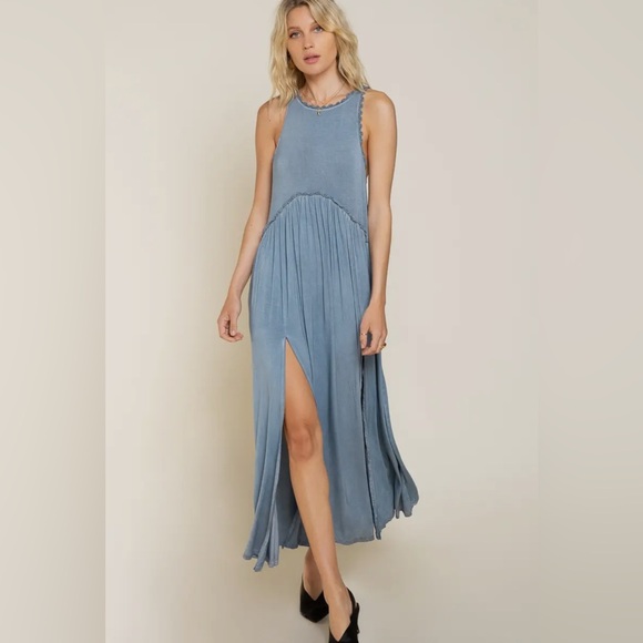 Dresses & Skirts - 395B-SLATE. Racer Back Sleeveless Maxi Dress